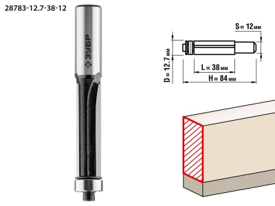 Фреза кр.с нижним подшипн.D=12,7 , L=38, хв.12мм,d